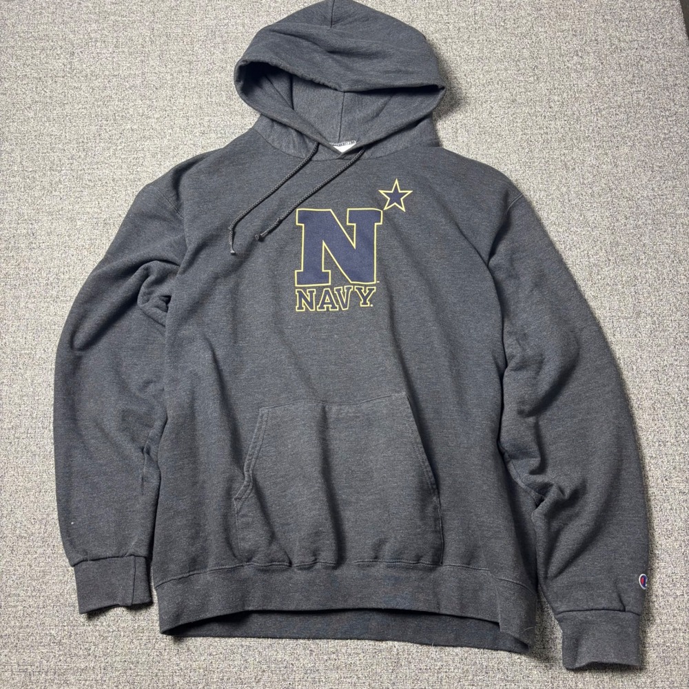 Navy Hoodie Mens XL Charcoal Gray NCAA Football Midshipmen Champion